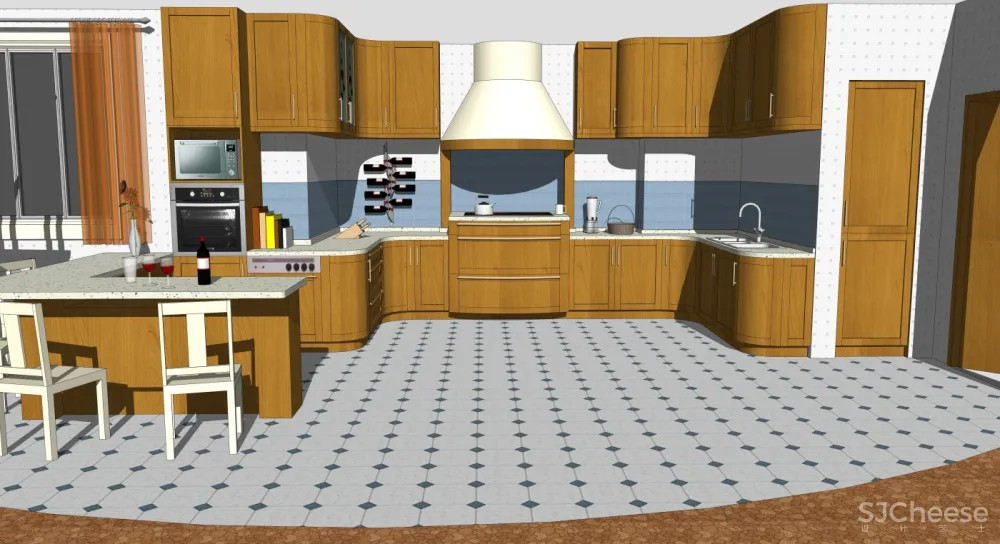 厨房SU模型合集-家装厨房餐厅设计效果草图大师sketchup-25套SKP模型-1.4G