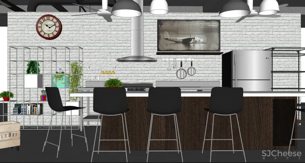 厨房SU模型合集-家装厨房餐厅设计效果草图大师sketchup-25套SKP模型-1.4G