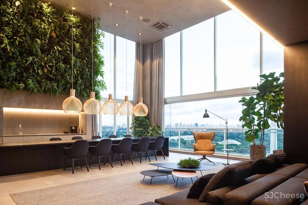 冷硬做底,温暖辅助,木条绿植一相逢,便胜却人间无数