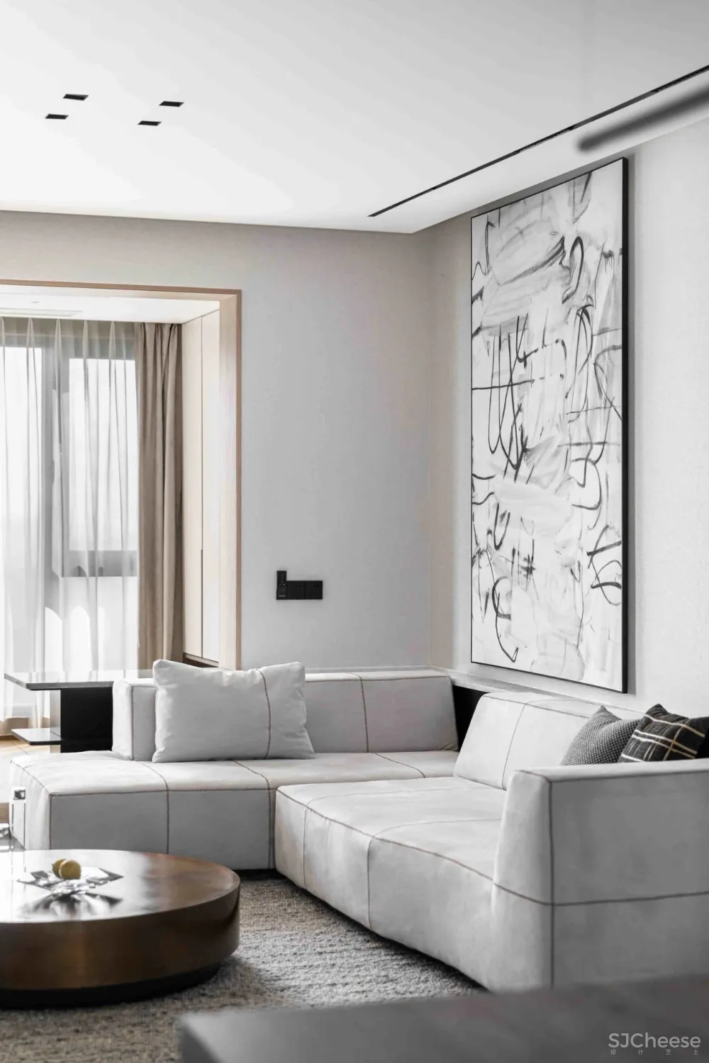 大理石 原木，80后业主的现代风四居室 花漾美作