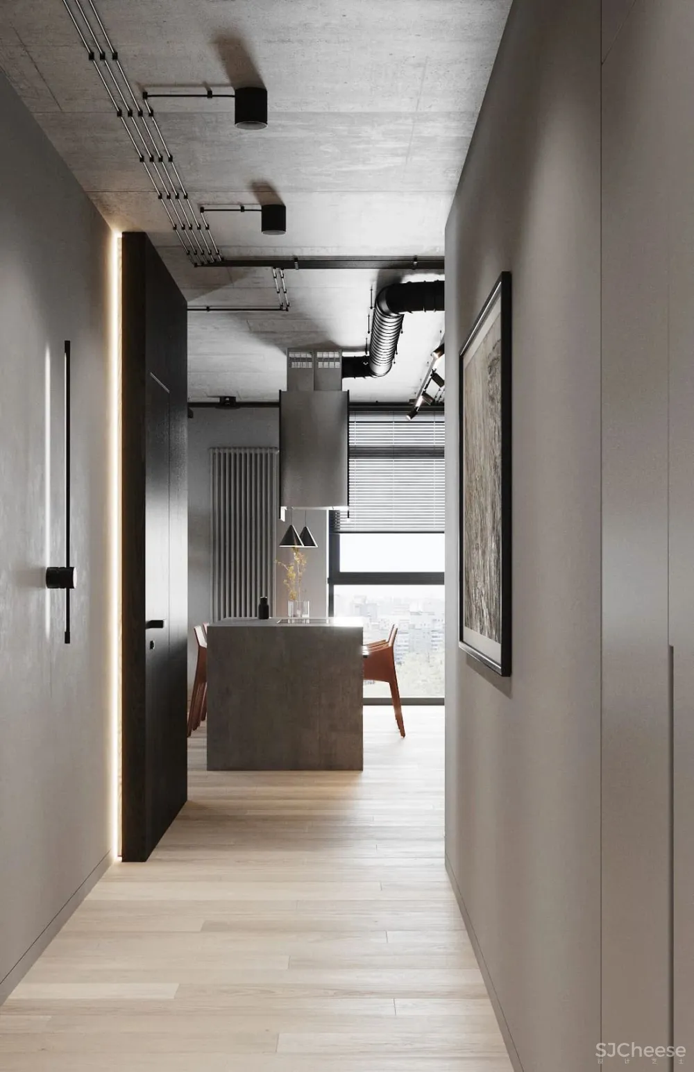 灰色极简空间，混凝土的质地！