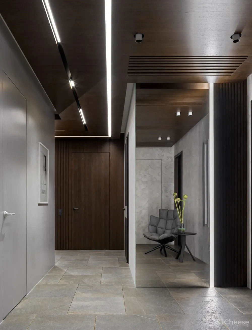 DE-DE新作 95m²简约私宅，大理石与原木的和谐