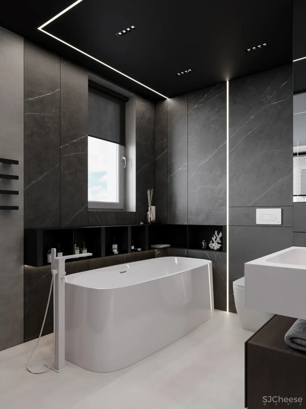 DE-DE新作 95m²简约私宅，大理石与原木的和谐