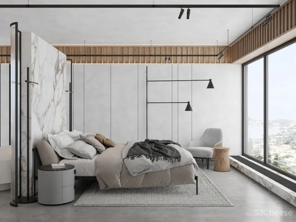 DE-DE新作 95m²简约私宅，大理石与原木的和谐