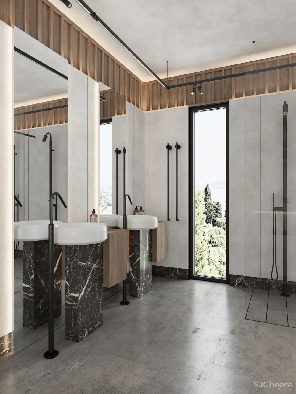 DE-DE新作 95m²简约私宅，大理石与原木的和谐