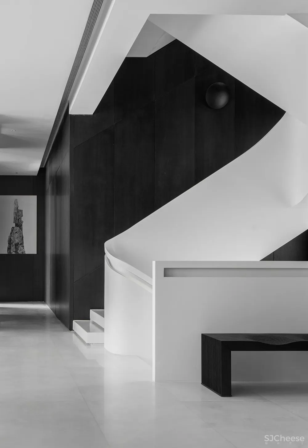 上海 780㎡ 极简别墅设计 ,黑白相映,安静优雅!