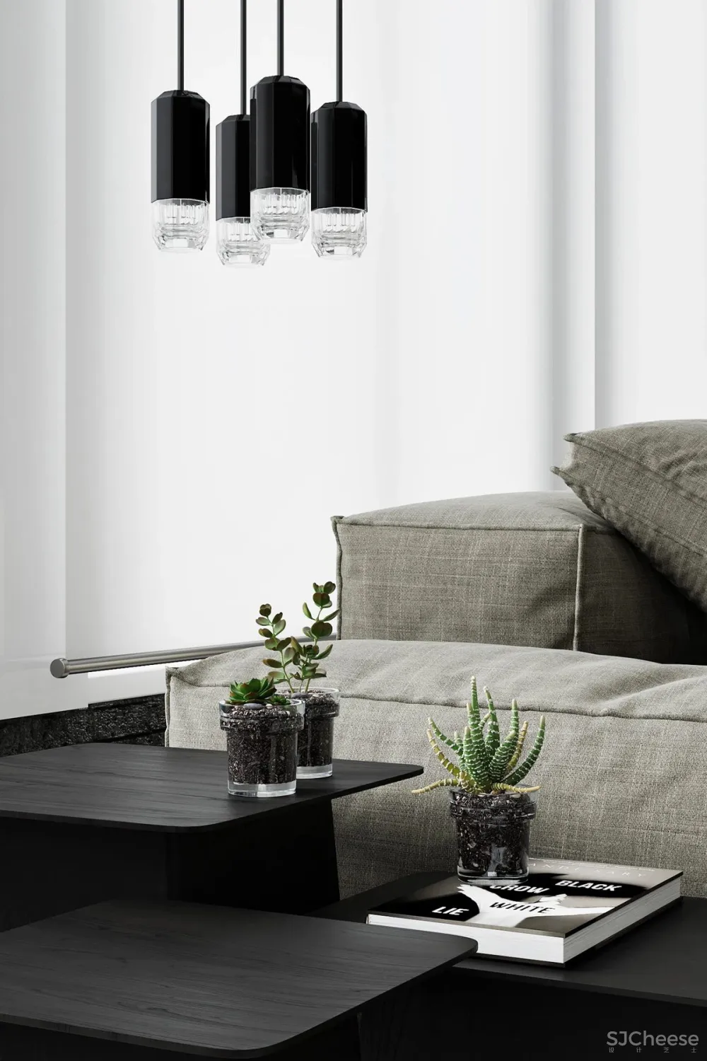 黑白色系的客厅，气质凸显 !