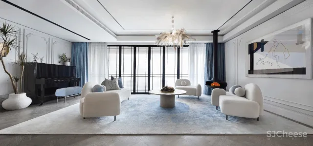 满满的设计亮点!319㎡样板间,全是知识点