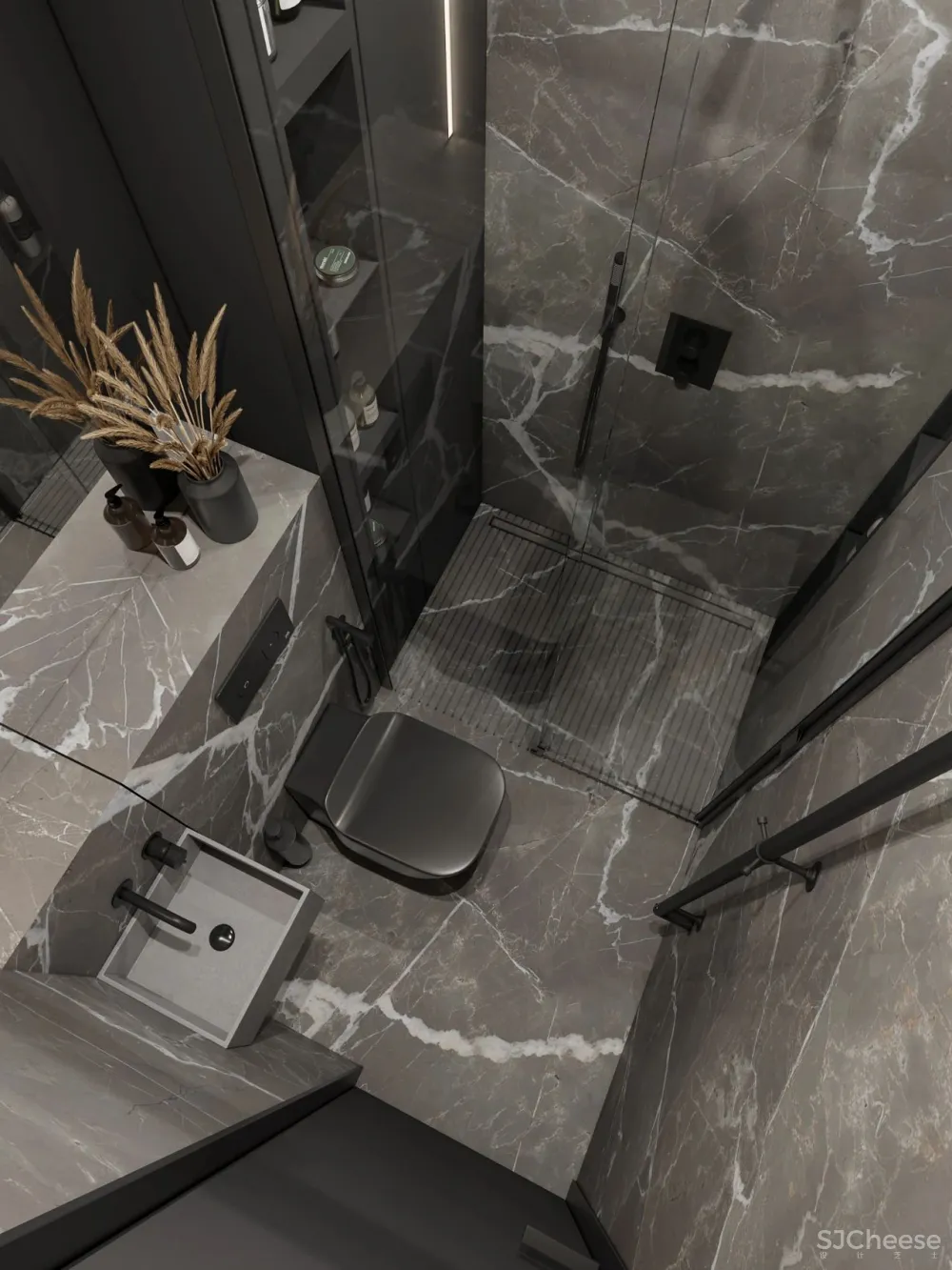 DE-DE新作 95m²简约私宅，大理石与原木的和谐