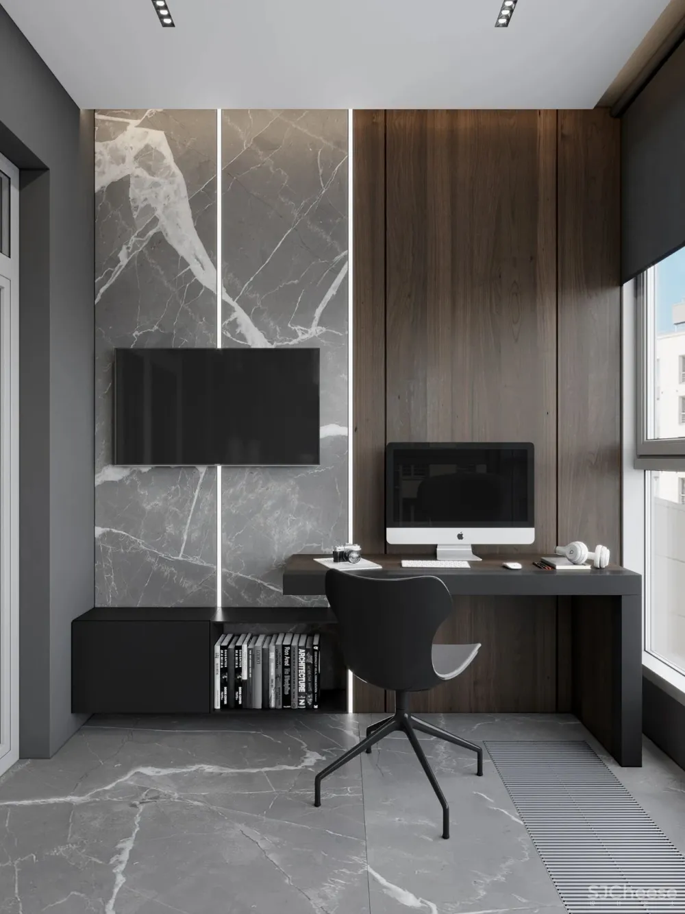 DE-DE新作 95m²简约私宅，大理石与原木的和谐