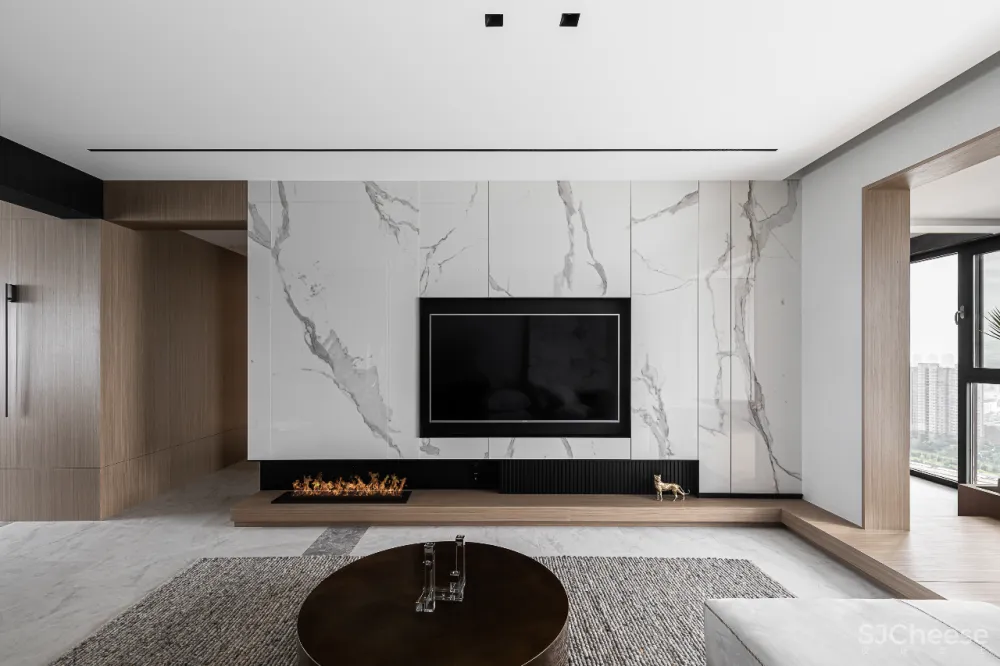 大理石 原木，80后业主的现代风四居室 花漾美作