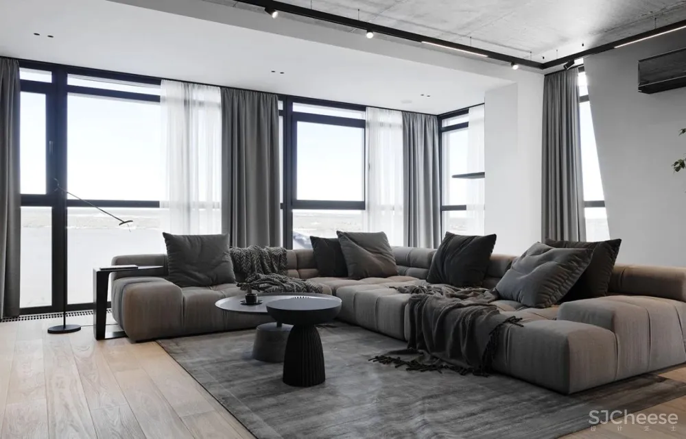 灰色极简空间，混凝土的质地！