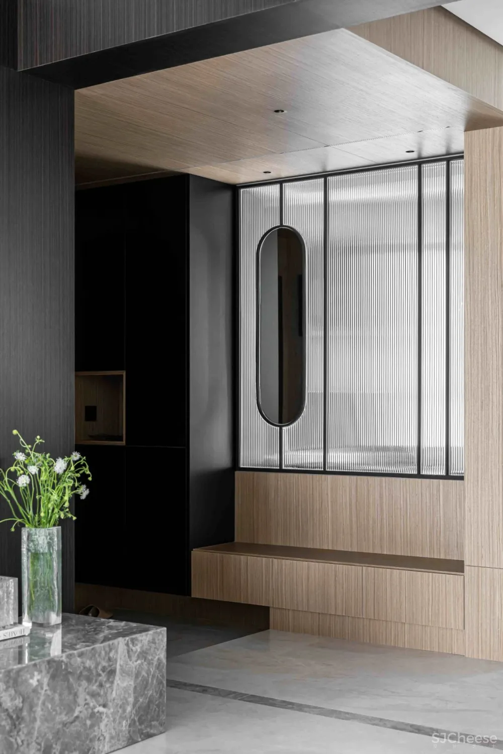 大理石 原木，80后业主的现代风四居室 花漾美作