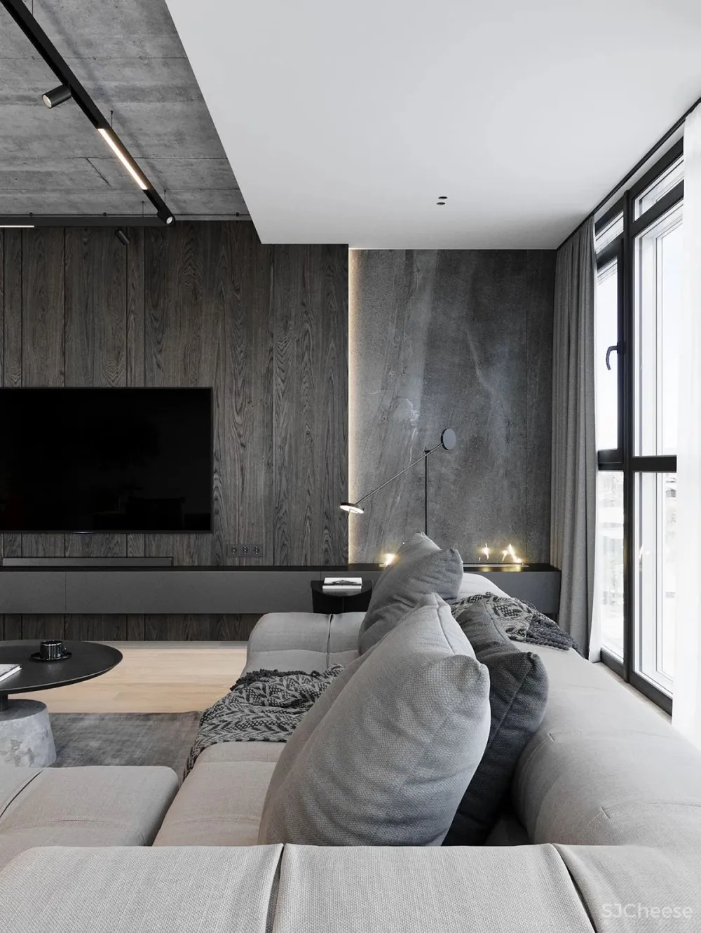 灰色极简空间，混凝土的质地！