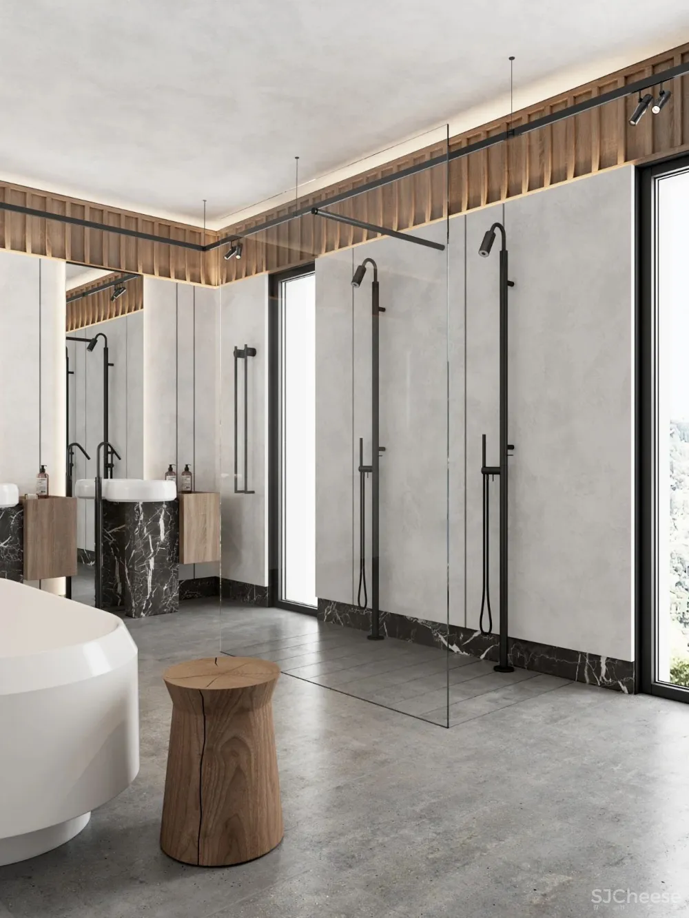 DE-DE新作 95m²简约私宅，大理石与原木的和谐