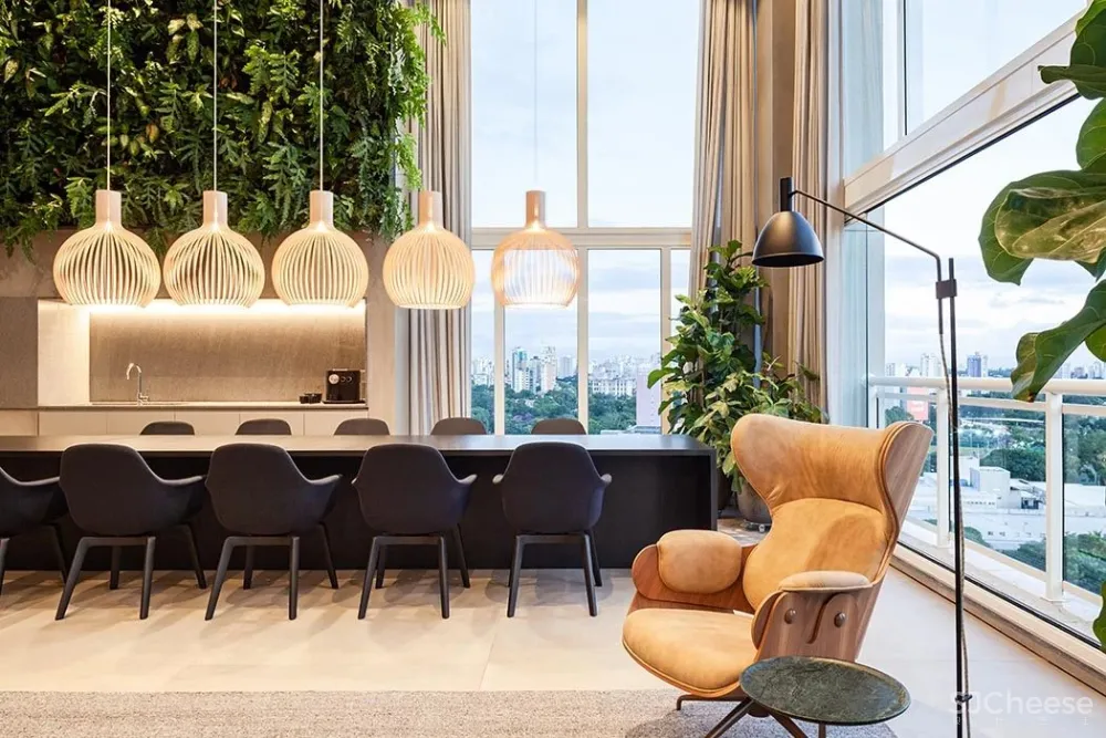 冷硬做底,温暖辅助,木条绿植一相逢,便胜却人间无数