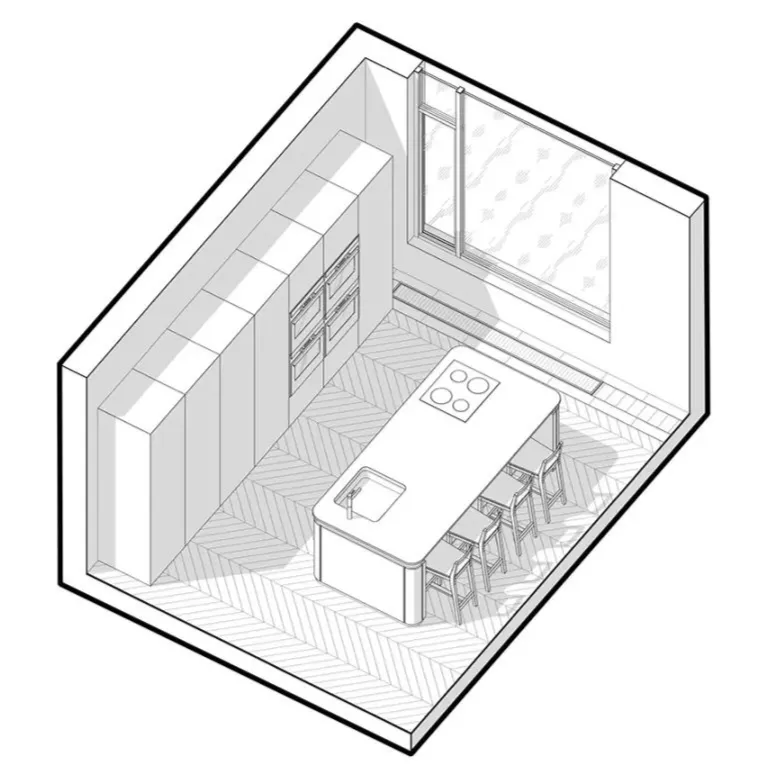 114㎡ 只做一室一厅，三开间的横厅太豪华了！