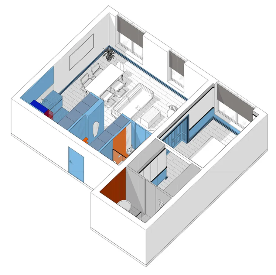 83㎡ 一室一厅,这么个性的颜色搭配一进门就被惊艳到了!