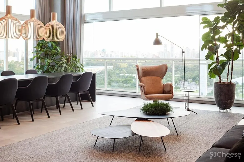 冷硬做底,温暖辅助,木条绿植一相逢,便胜却人间无数