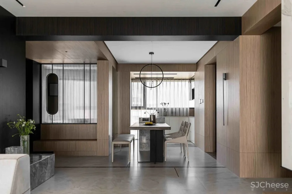 大理石 原木，80后业主的现代风四居室 花漾美作