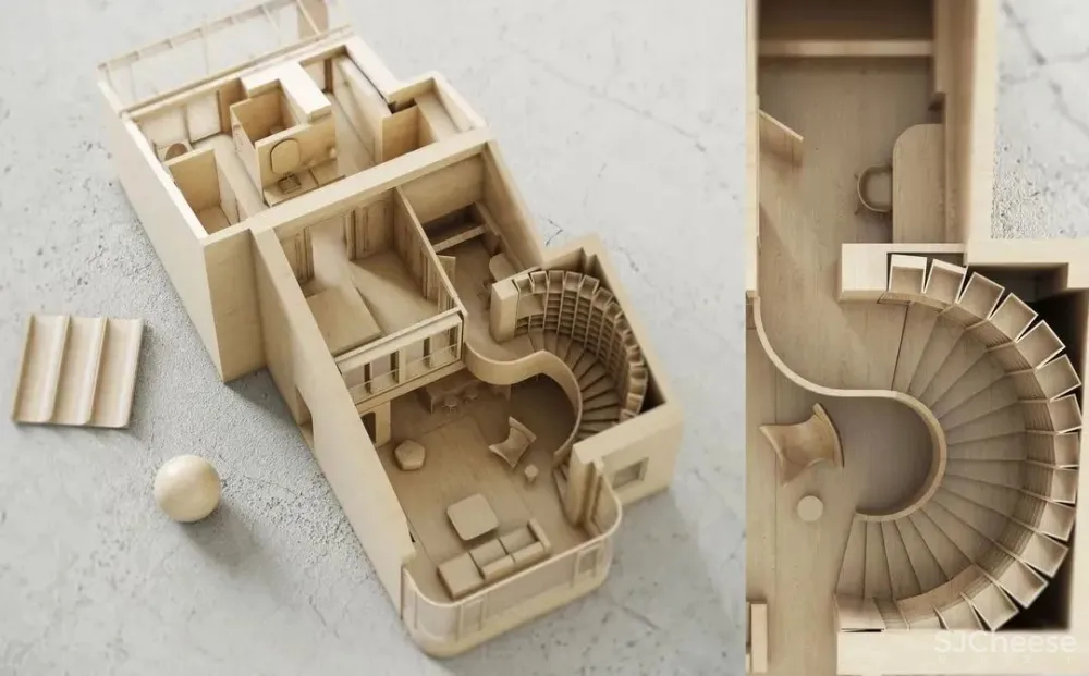 175㎡“职住一体”的家,旋转楼梯融入法式风情,装出大宅气度 吾隅设计