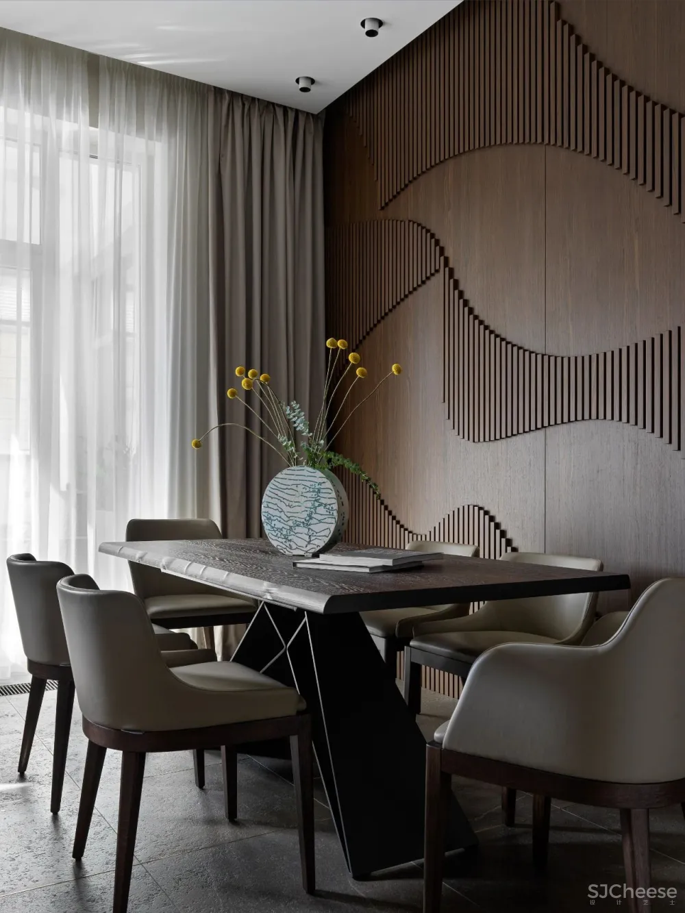 DE-DE新作 95m²简约私宅，大理石与原木的和谐