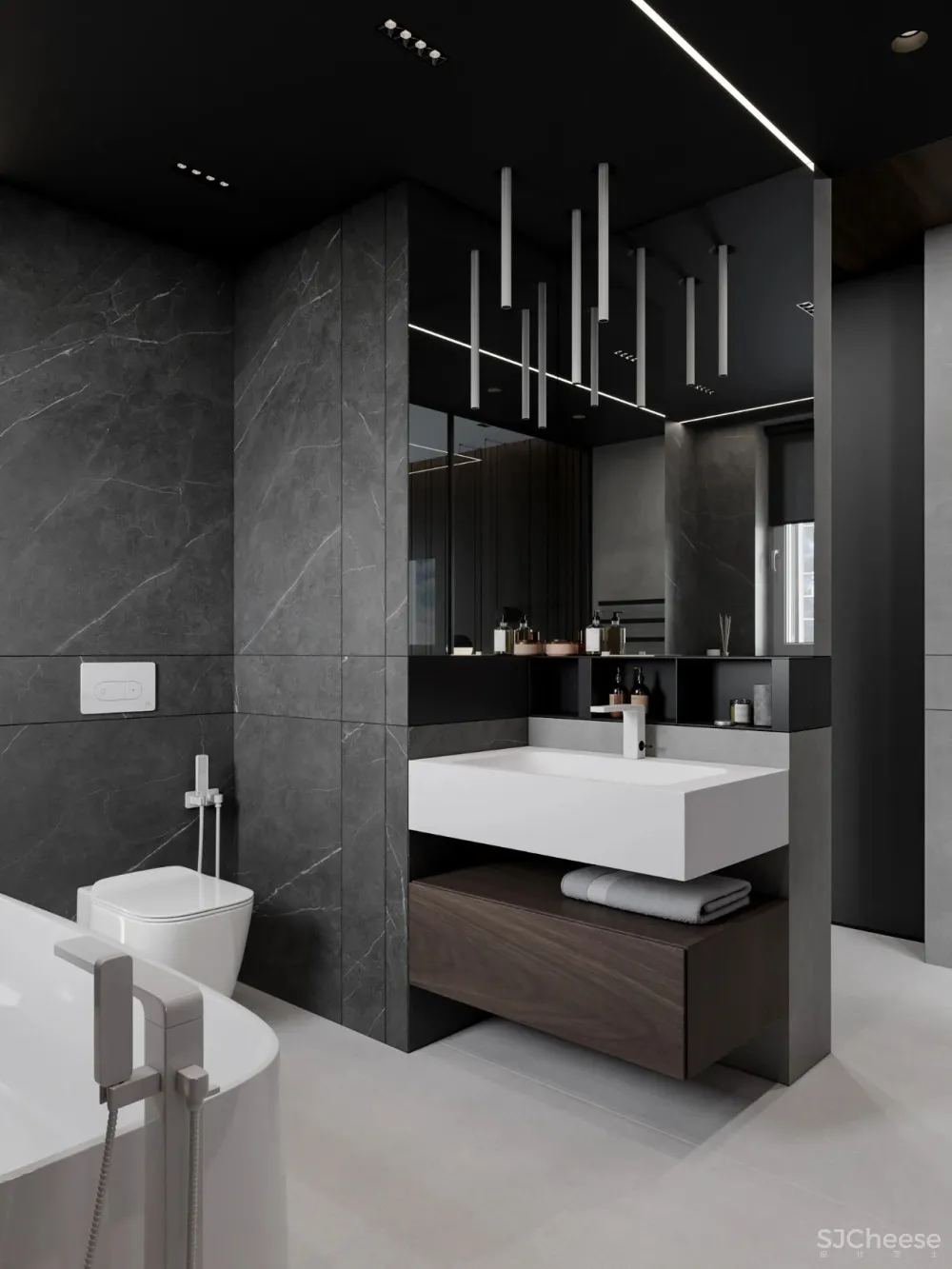 DE-DE新作 95m²简约私宅，大理石与原木的和谐