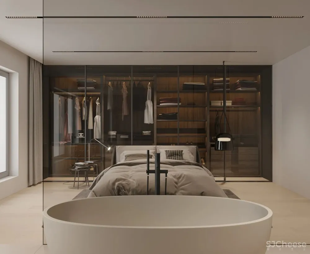 主卧带开放浴室,一室户也能住出豪宅感