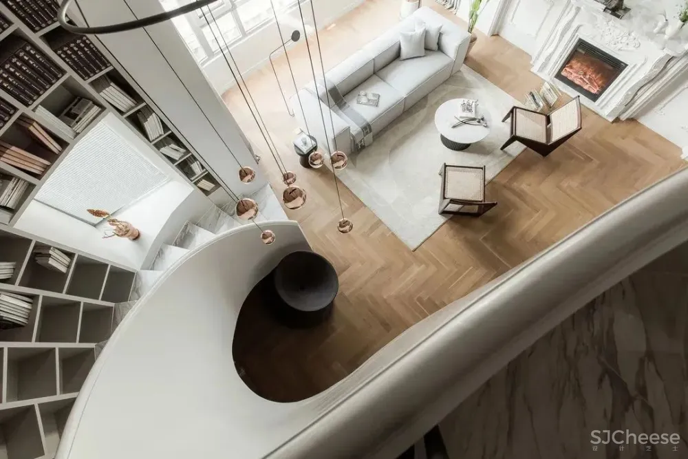 175㎡“职住一体”的家,旋转楼梯融入法式风情,装出大宅气度 吾隅设计