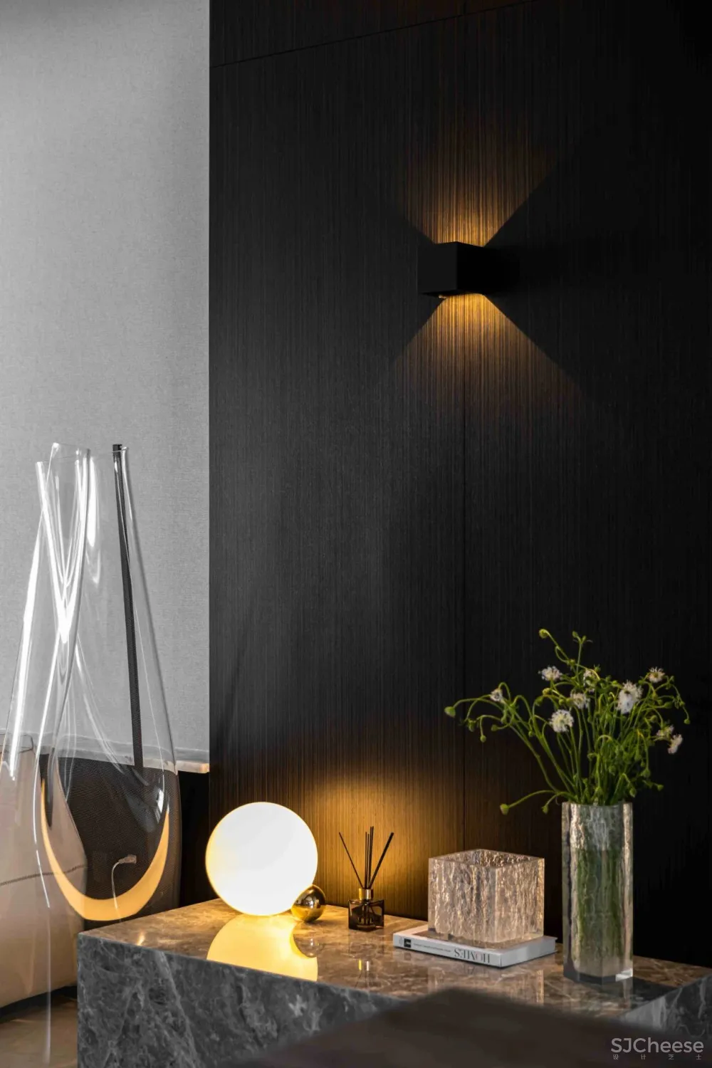 大理石 原木，80后业主的现代风四居室 花漾美作