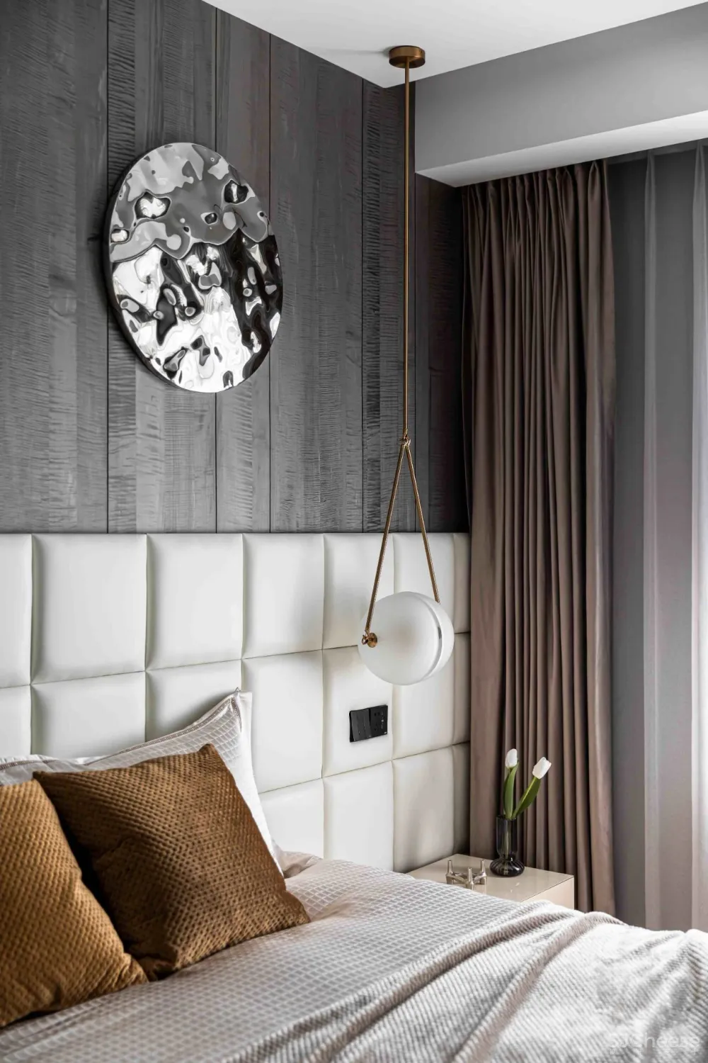 大理石 原木，80后业主的现代风四居室 花漾美作