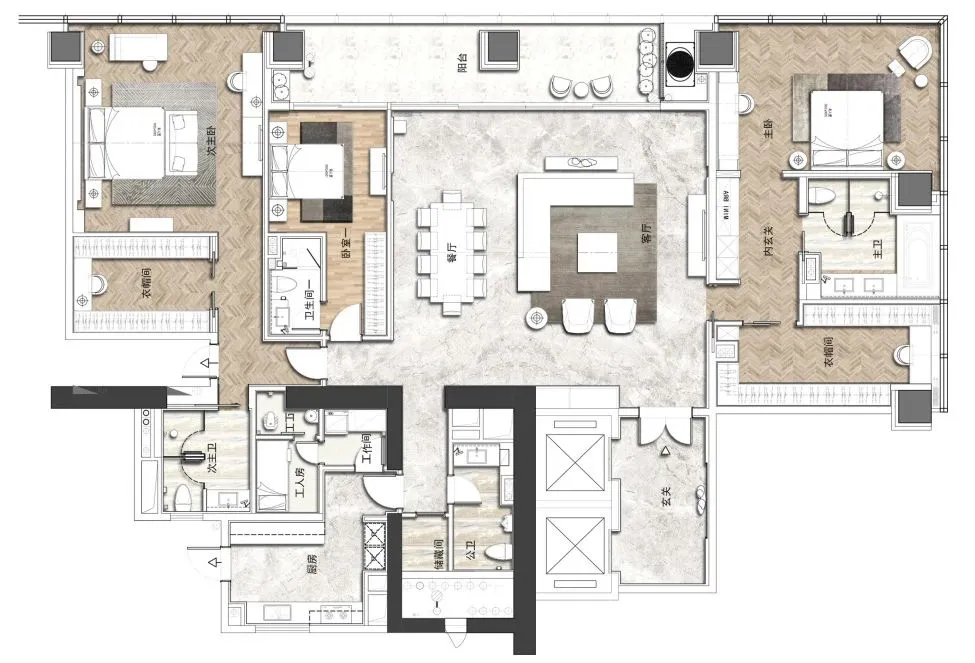 PAL.梁景华力作 深圳「侨城一号」顶级豪宅 A户型304㎡(更新)