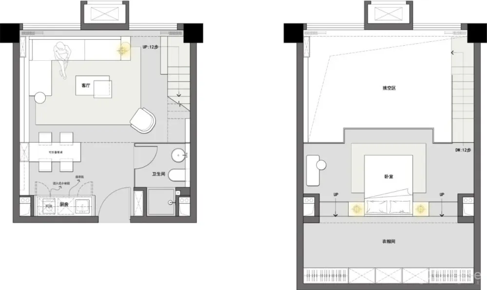 DAS大森设计：40m² - 50m²小而精loft，斜杠青年的挚爱！