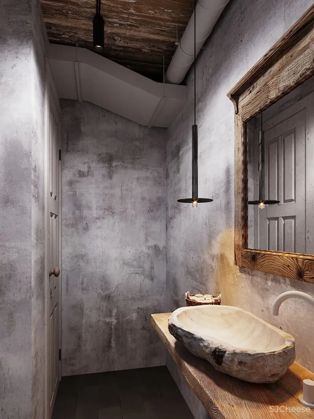 原木 清水混凝土,质朴宁静Loft私宅