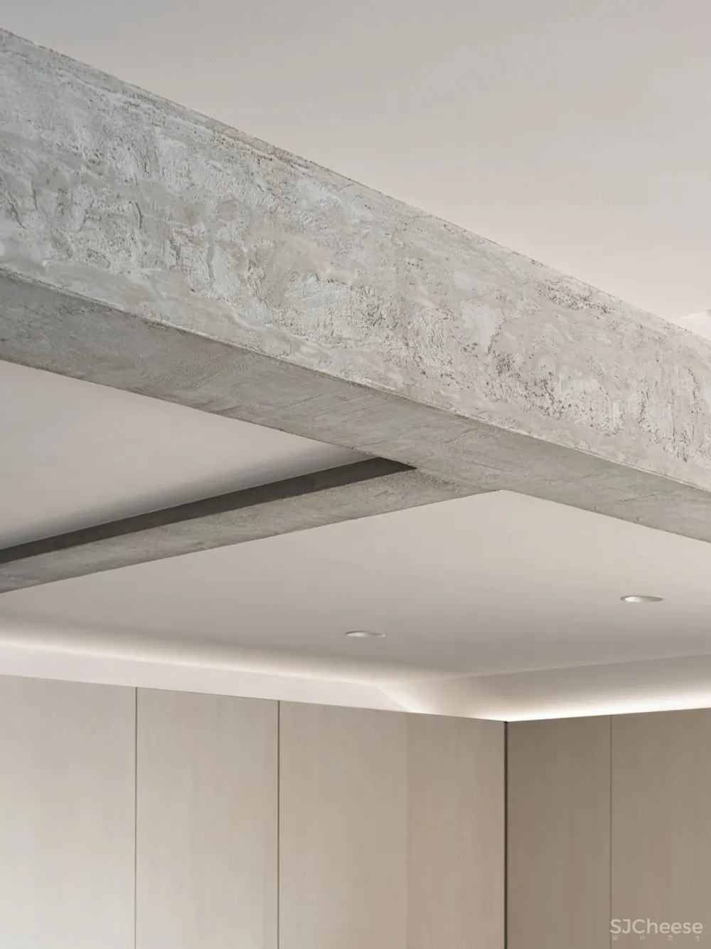 简约的现代公寓,用混凝土、木材、肌理涂料做出高级的层次感