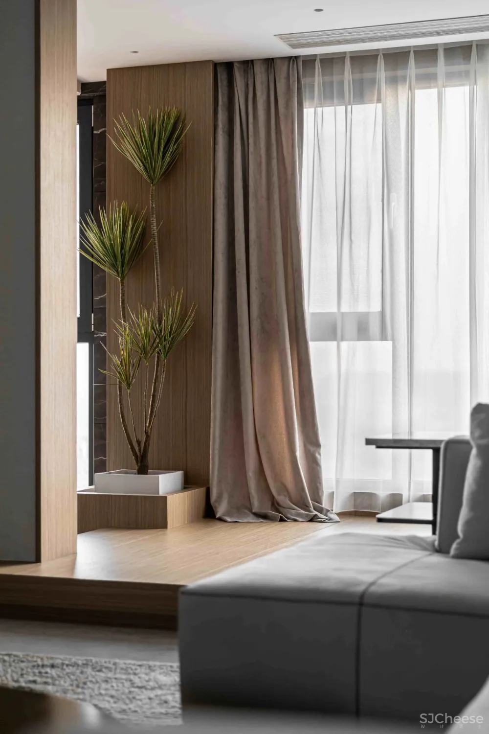 大理石 原木，80后业主的现代风四居室 花漾美作