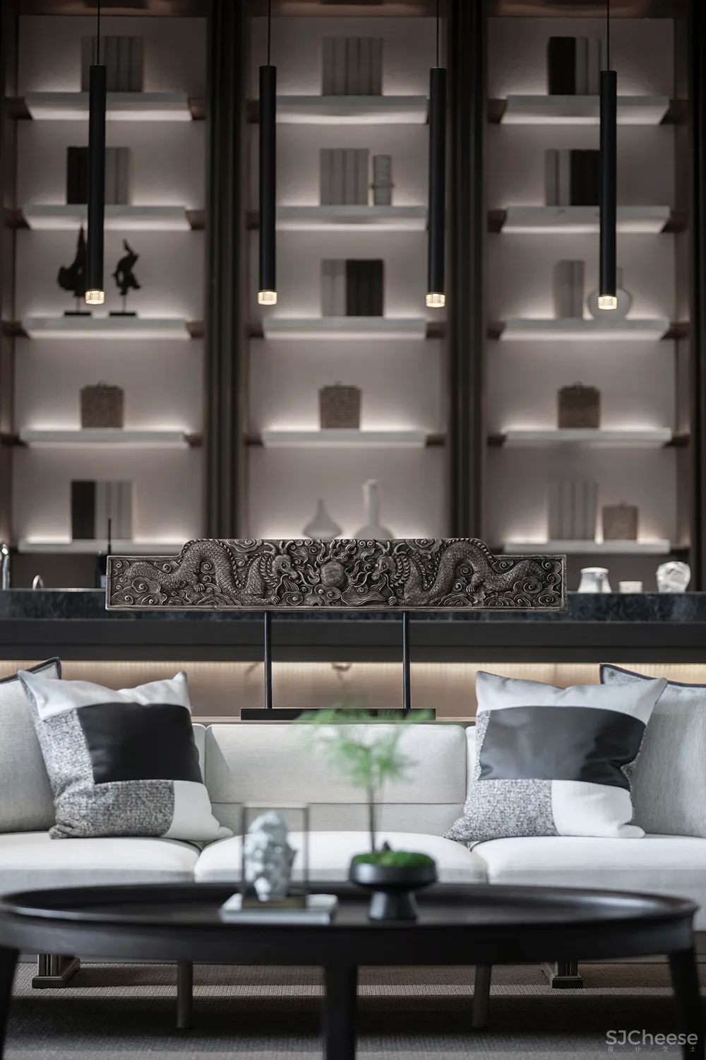 吴文粒:2500㎡中式售楼处,珑廷风雅韵,隐归禅深处!