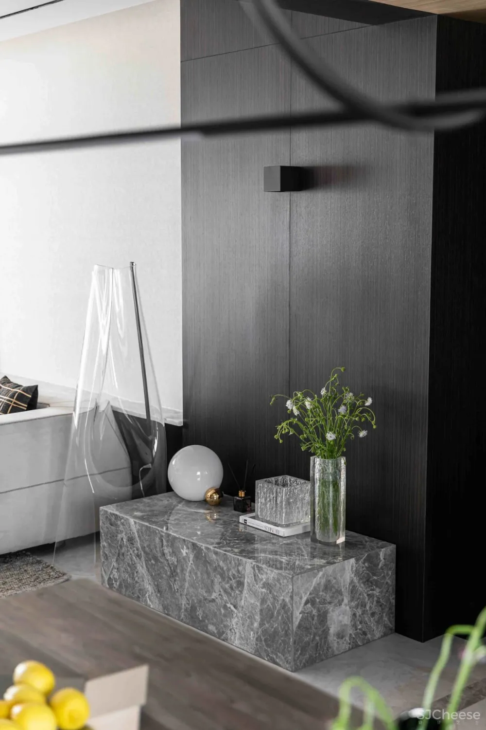 大理石 原木，80后业主的现代风四居室 花漾美作