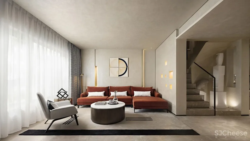 灰调奶咖的半山叠墅，远离喧嚣的质朴大宅！