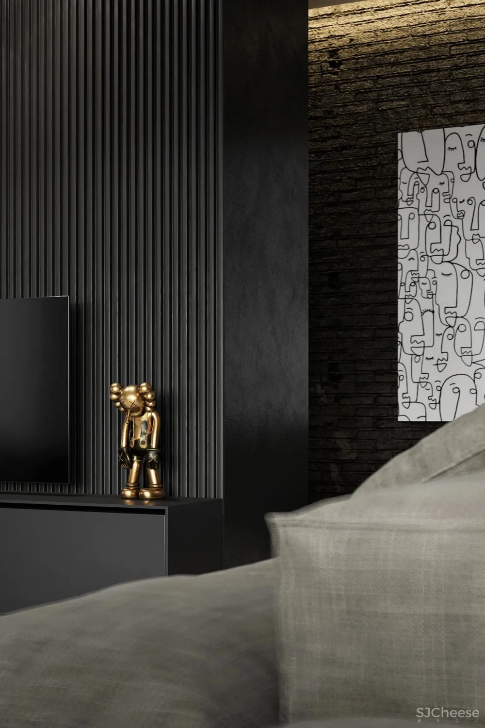 黑白色系的客厅，气质凸显 !