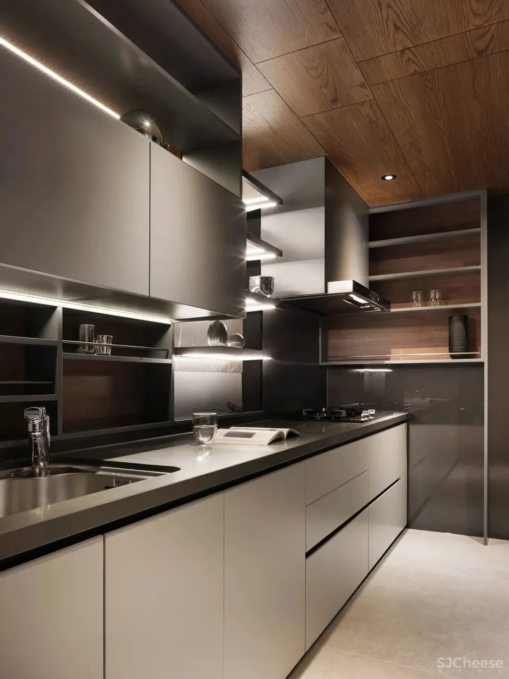 胡桃木 高级灰,纯粹而艺术的现代空间