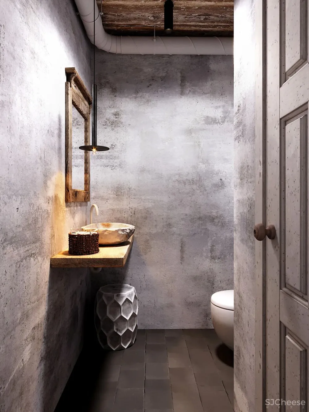 原木 清水混凝土,质朴宁静Loft私宅