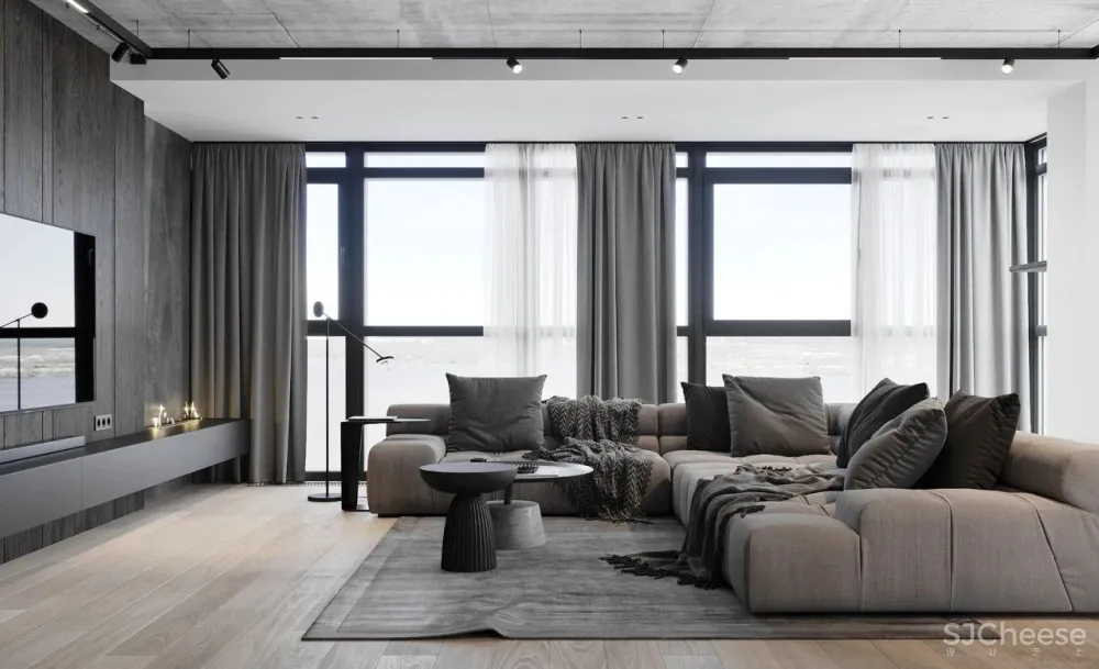 灰色极简空间，混凝土的质地！