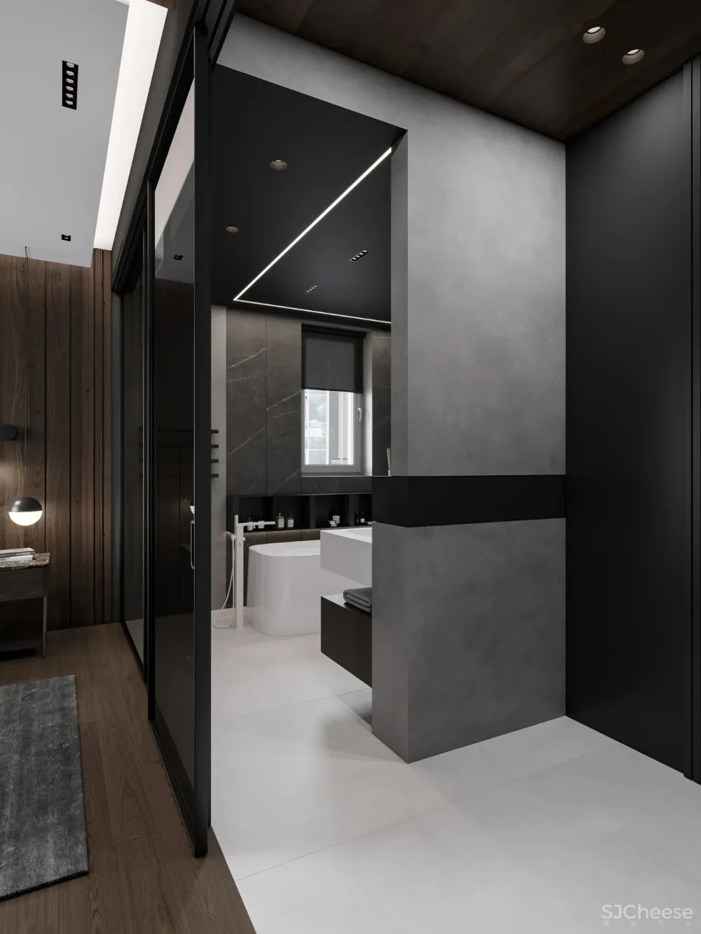 DE-DE新作 95m²简约私宅，大理石与原木的和谐