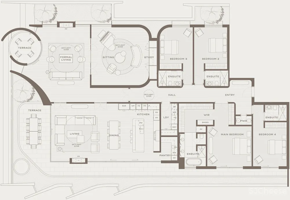 他做的公寓楼看起来像别墅,10套大平层户型还不一样,干净有格调的简约风太美了!