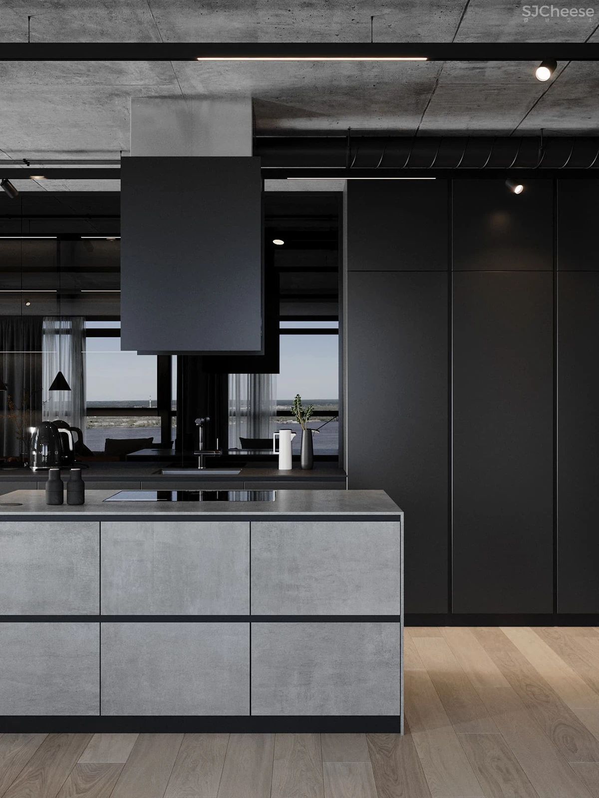 灰色极简空间，混凝土的质地！