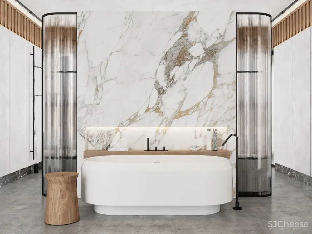 DE-DE新作 95m²简约私宅，大理石与原木的和谐