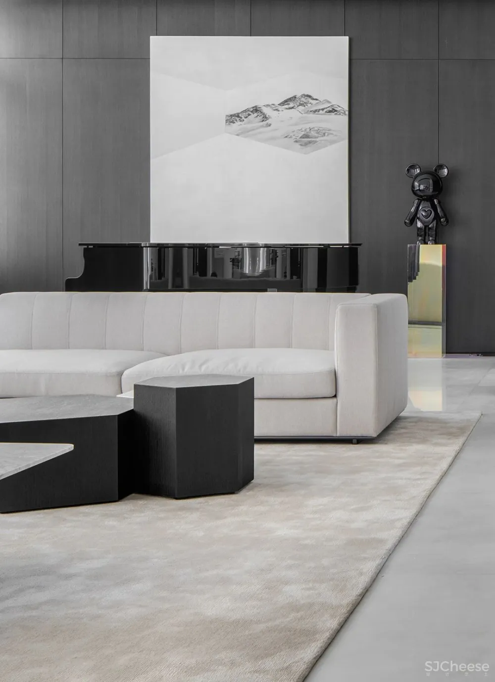 上海 780㎡ 极简别墅设计 ,黑白相映,安静优雅!