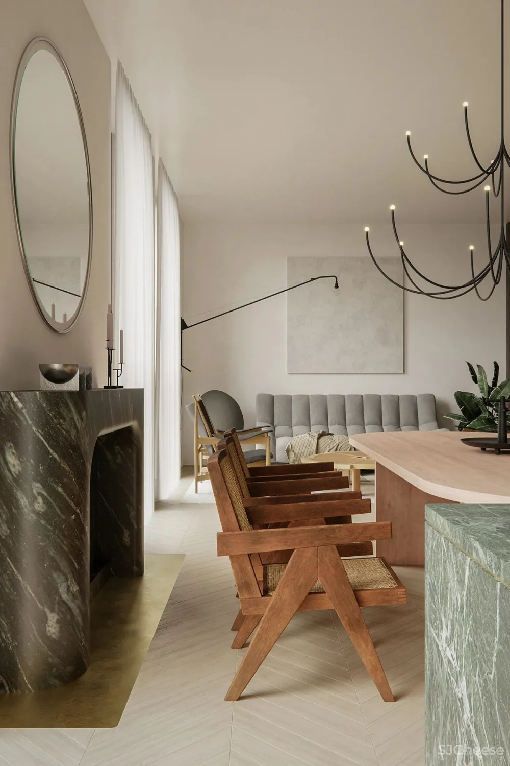 124㎡ 一室一厅,从客厅到卧室都很有格调