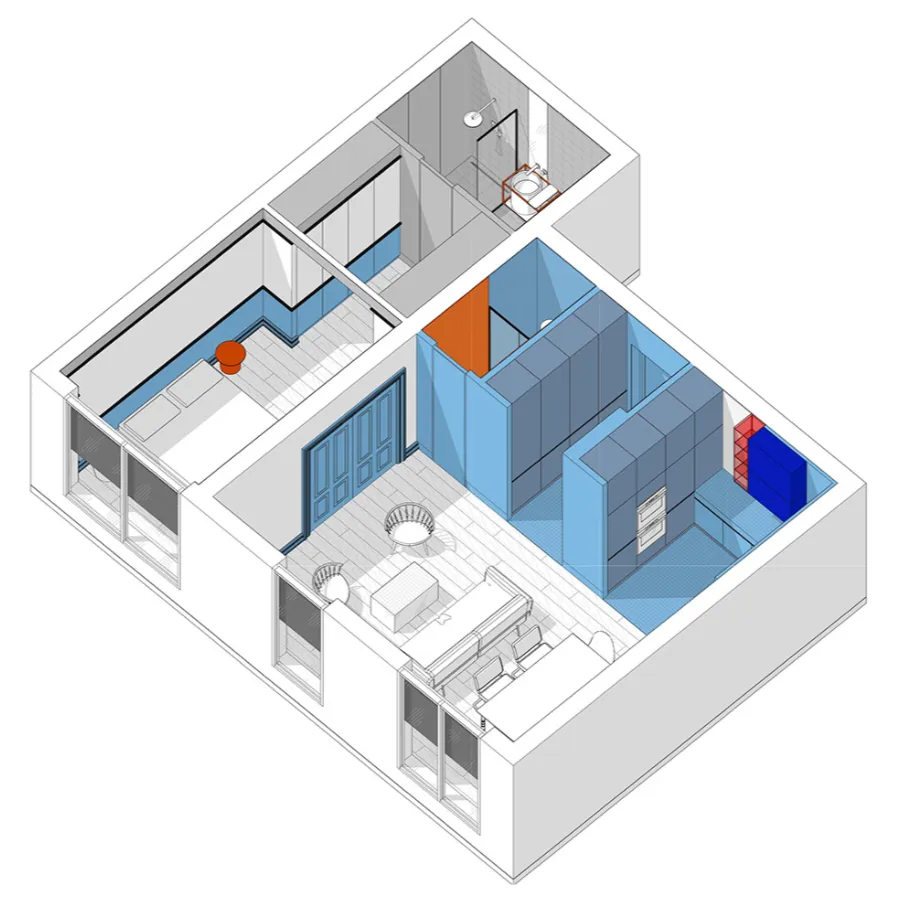 83㎡ 一室一厅,这么个性的颜色搭配一进门就被惊艳到了!